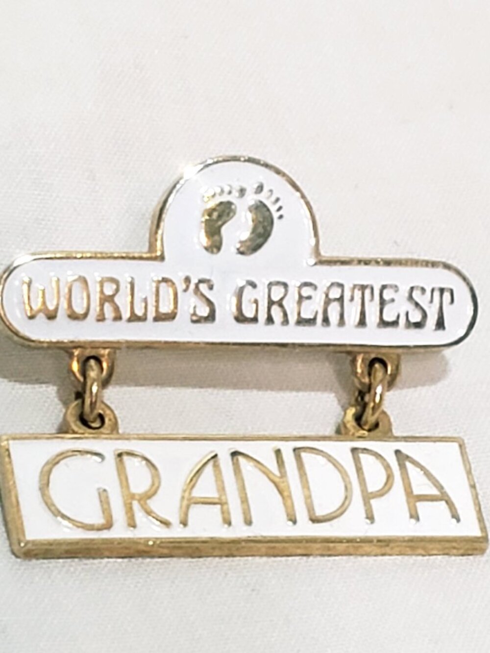 World's Greatest Grandpa Baby Feet Lapel Pin 1" 2 Piece Dangling Hang Ten